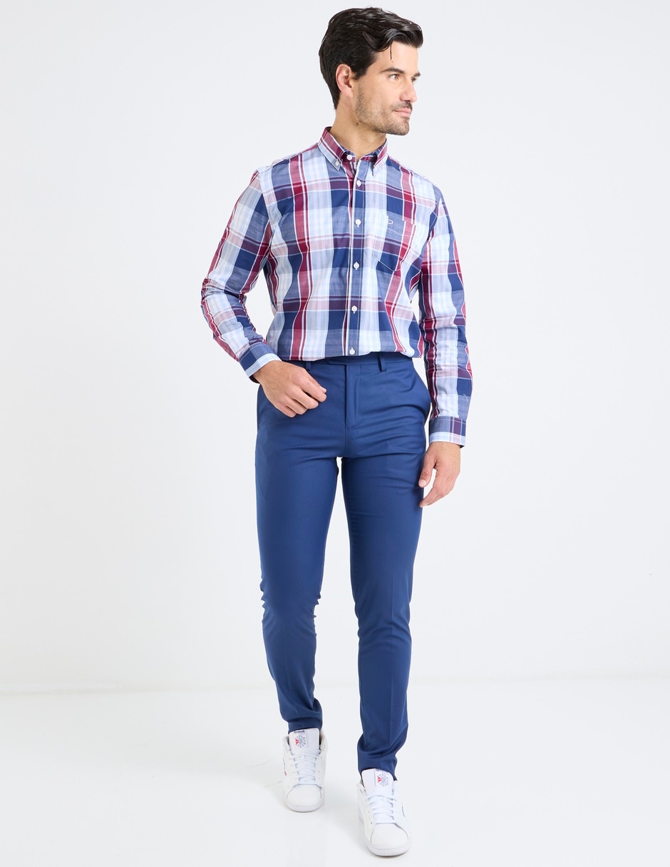 Camisa casual de algodón manga larga para hombre
