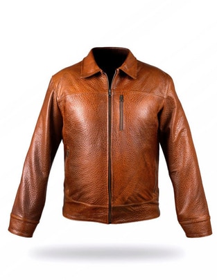 Chamarra casual de piel texturizada para hombre 1