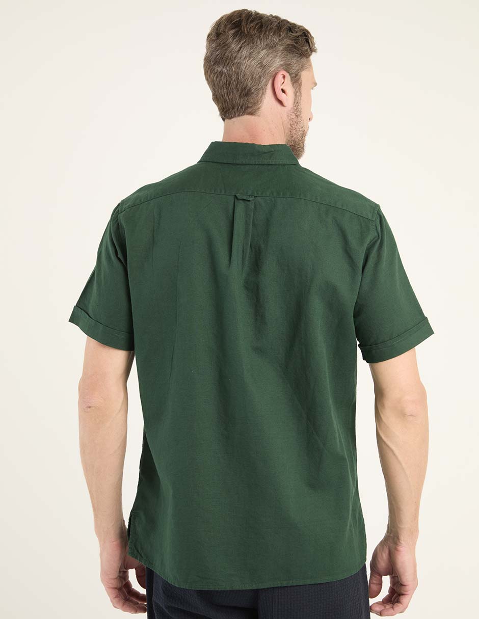 Camisa casual de lino manga corta para hombre 5