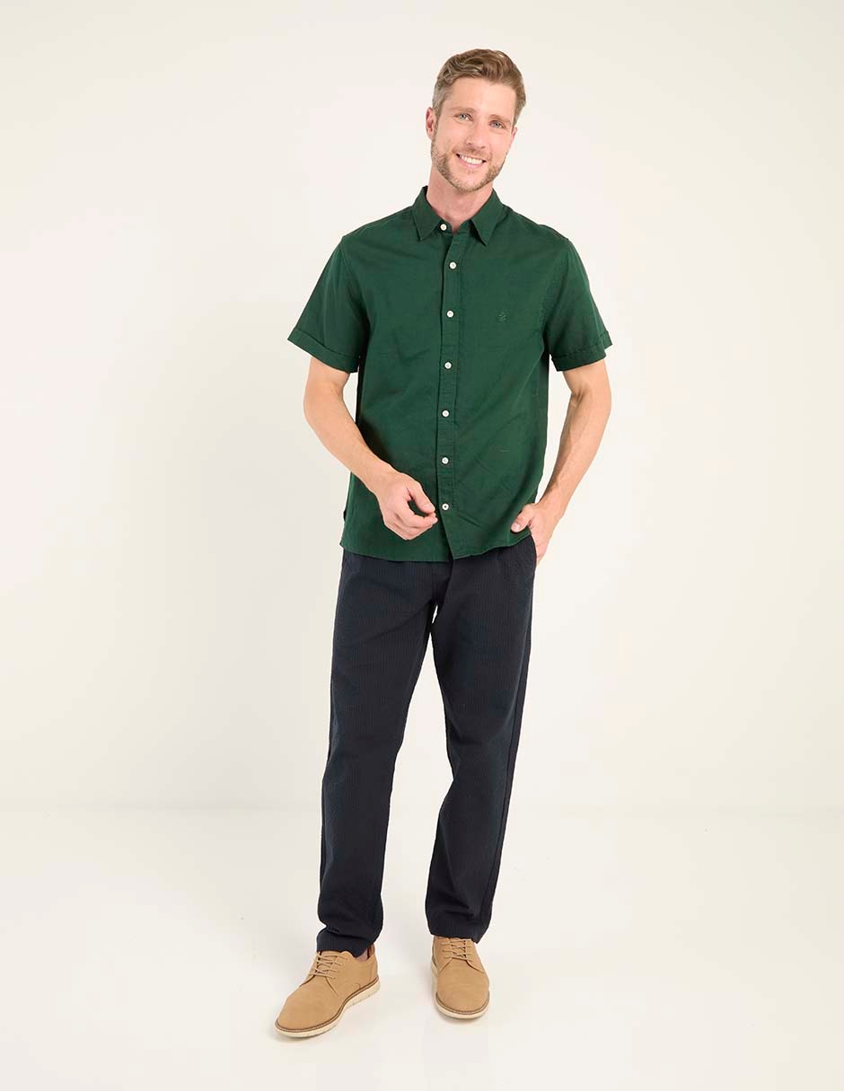 Camisa casual de lino manga corta para hombre 6