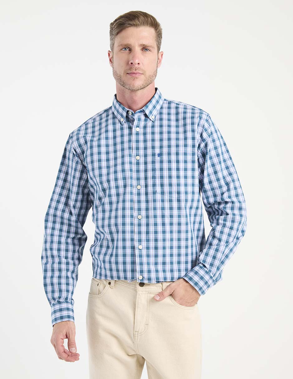 Camisa casual Izod de algodón manga larga para hombre