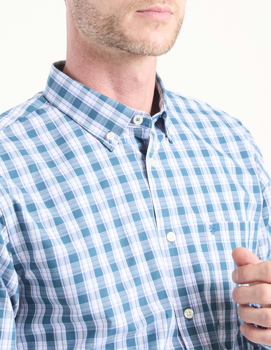 Camisa casual Izod de algodón manga larga para hombre