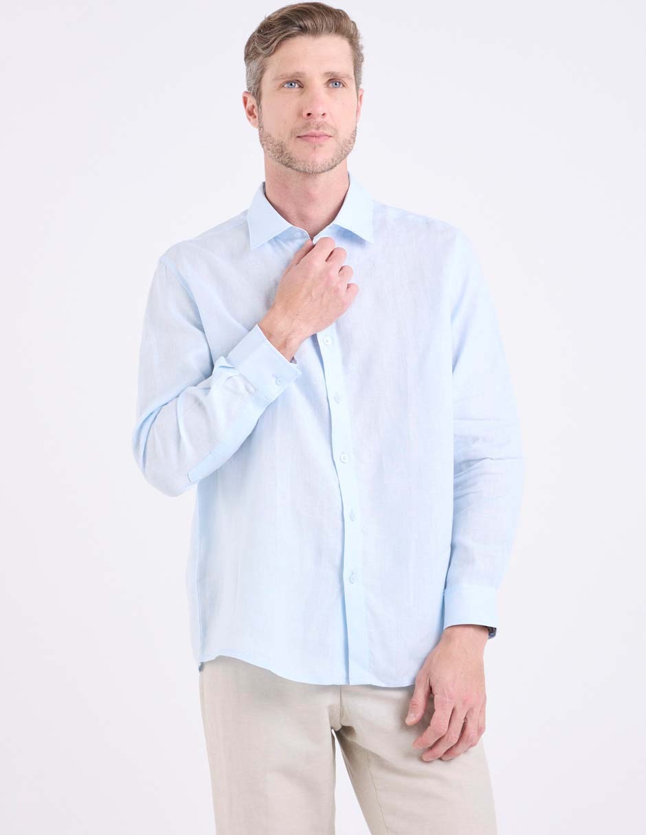 Camisa de vestir Ábito de lino manga larga para hombre