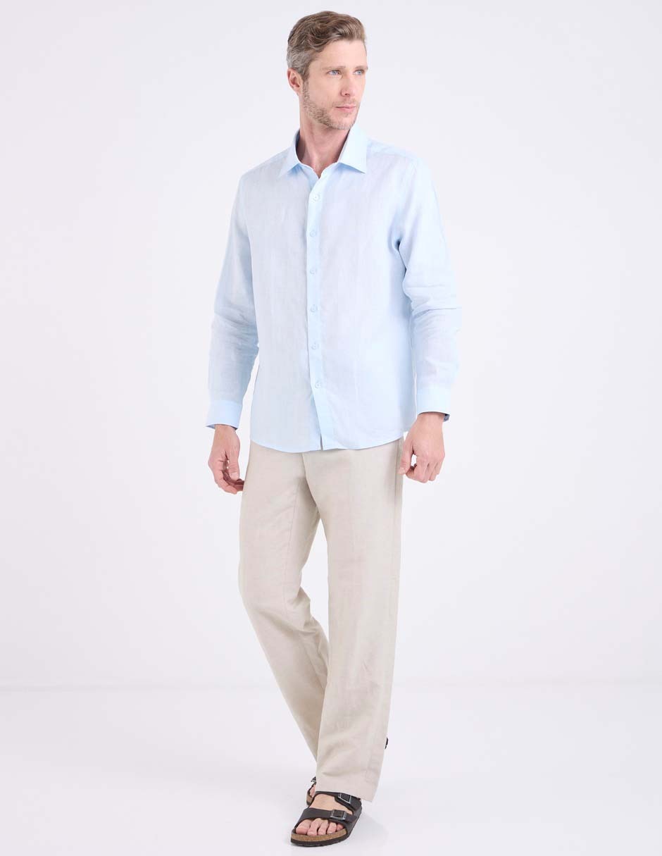 Camisa de vestir Ábito de lino manga larga para hombre