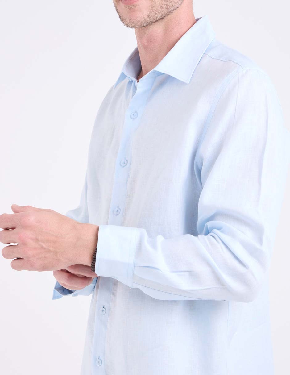 Camisa de vestir Ábito de lino manga larga para hombre