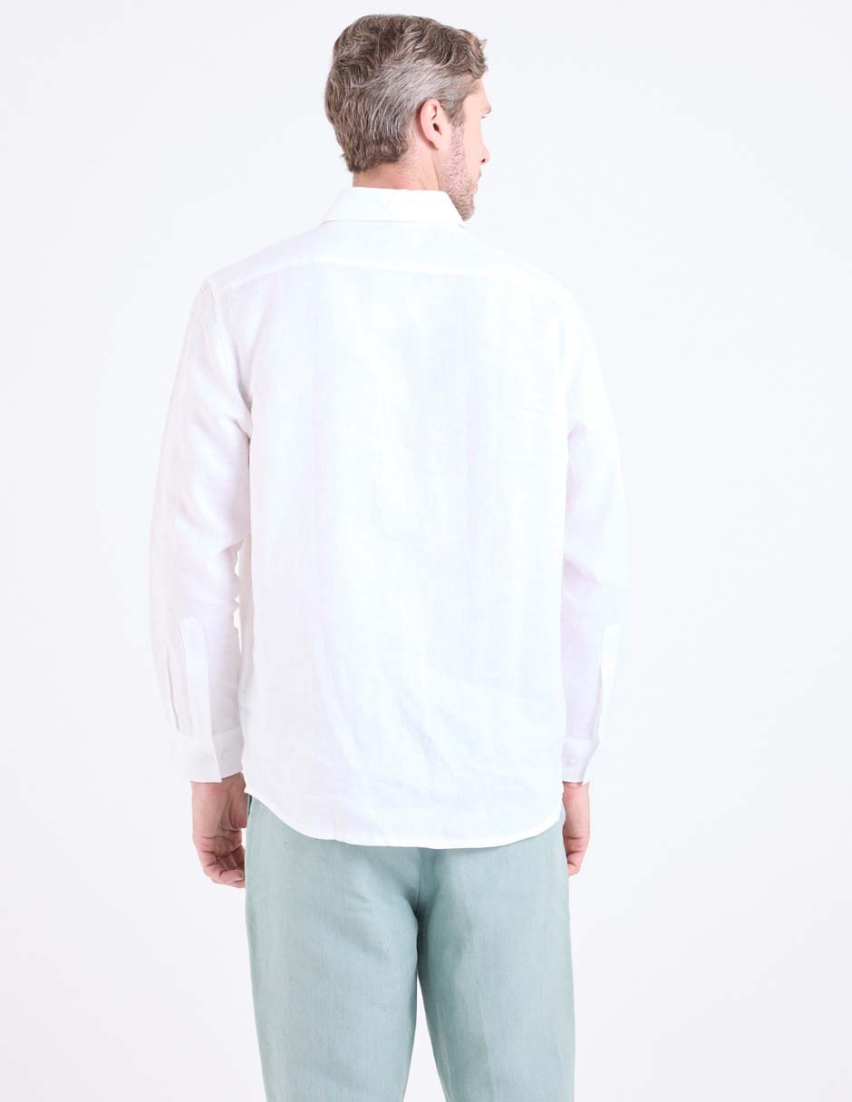 Camisa de vestir de lino manga larga para hombre 6