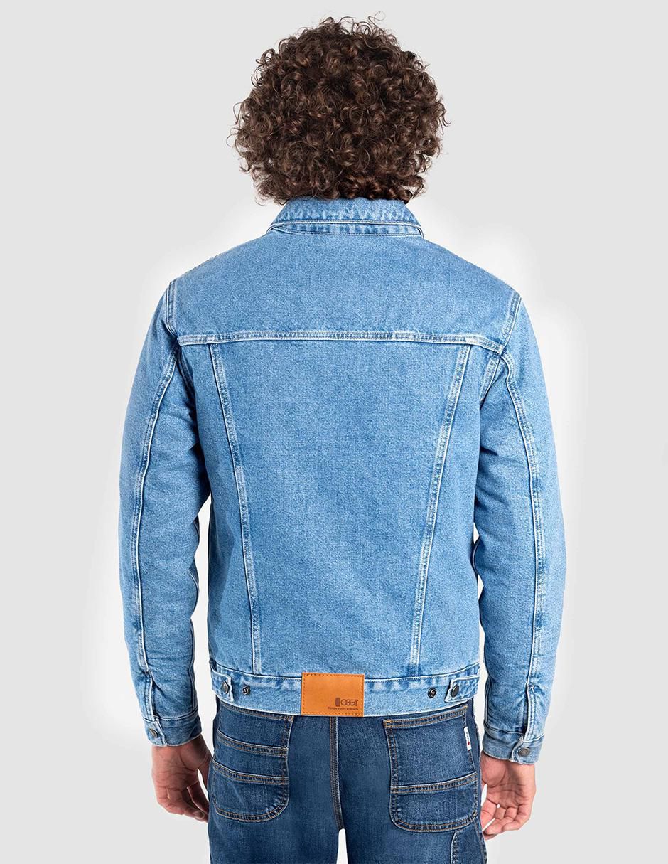 Chamarra denim de mezclilla con bolsillos para hombre