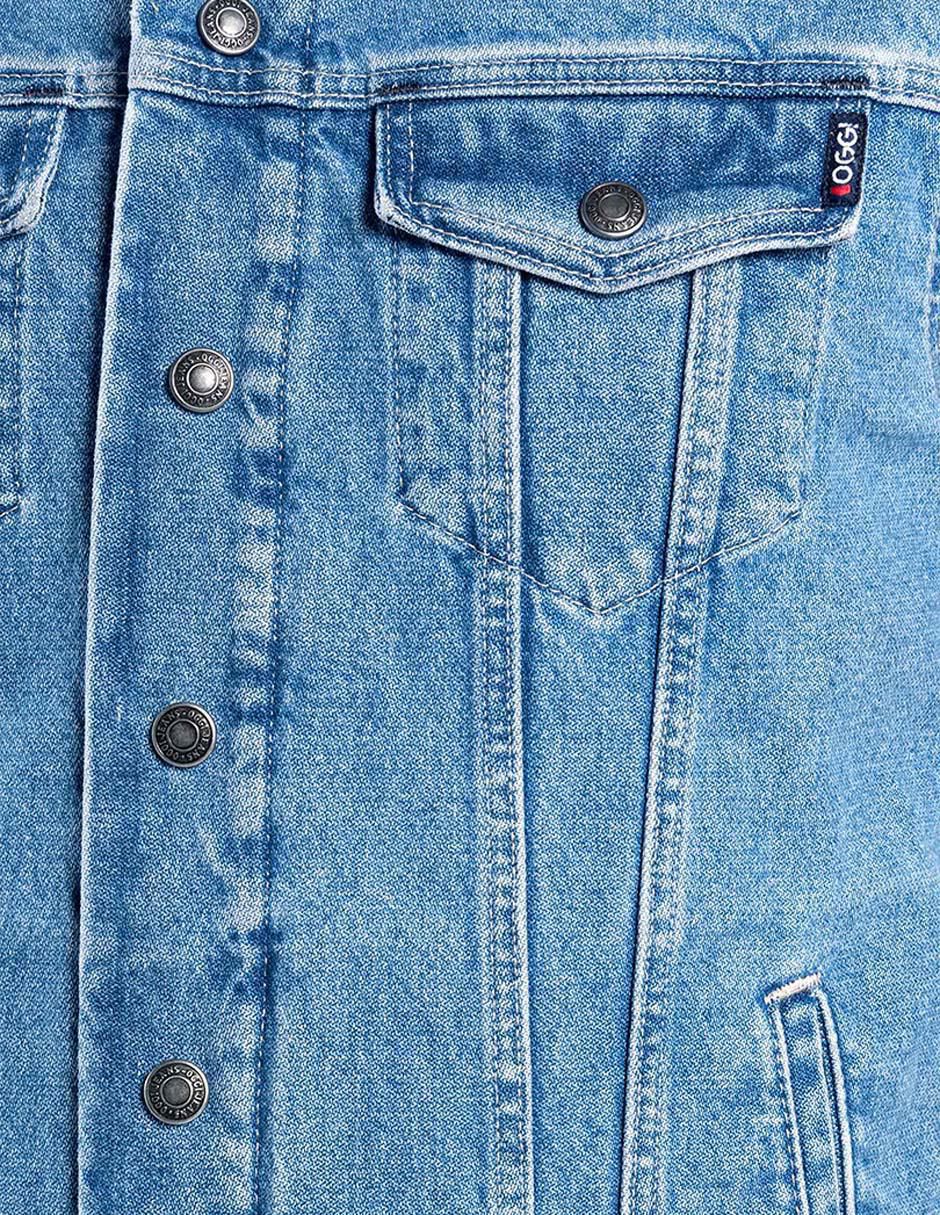 Chamarra denim de mezclilla con bolsillos para hombre