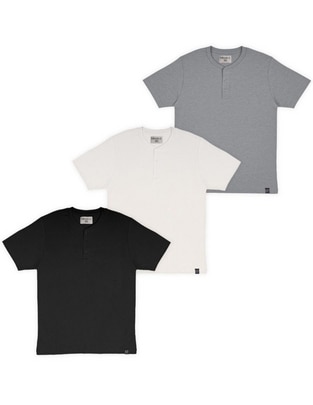 Set playera cuello henley para hombre Set playera cuello henley para hombre