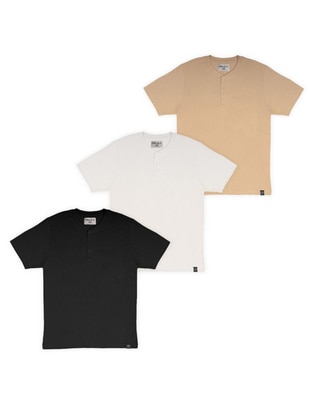 Set playera cuello henley para hombre