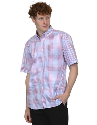 Camisa casual de algodón manga corta para hombre