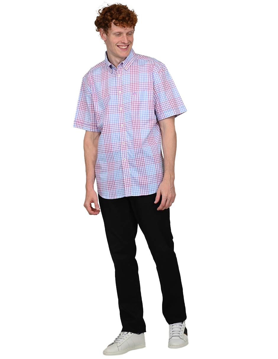 Camisa casual de algodón manga corta para hombre