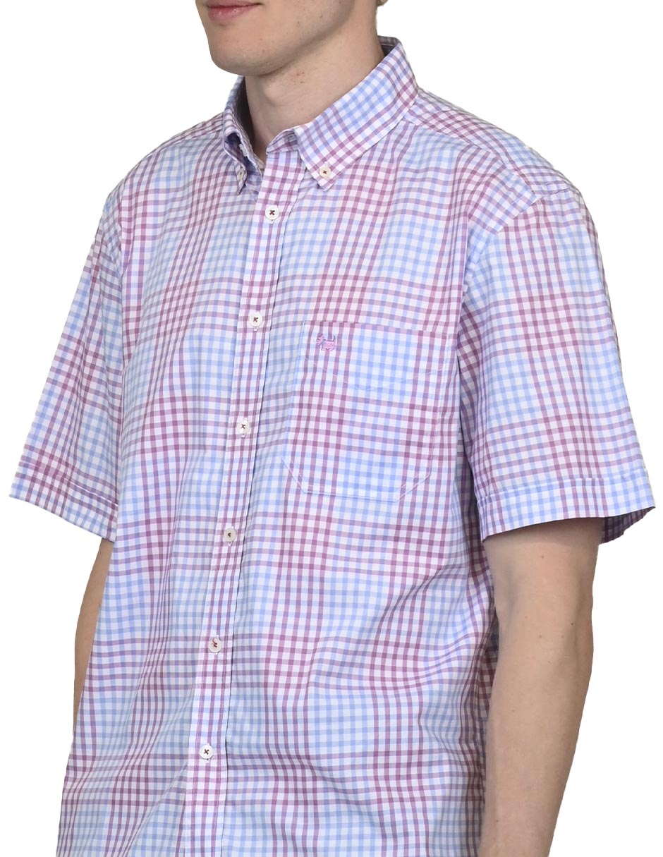 Camisa casual de algodón manga corta para hombre