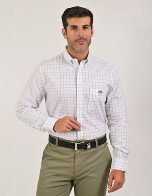 Camisa casual de algodón manga larga para hombre