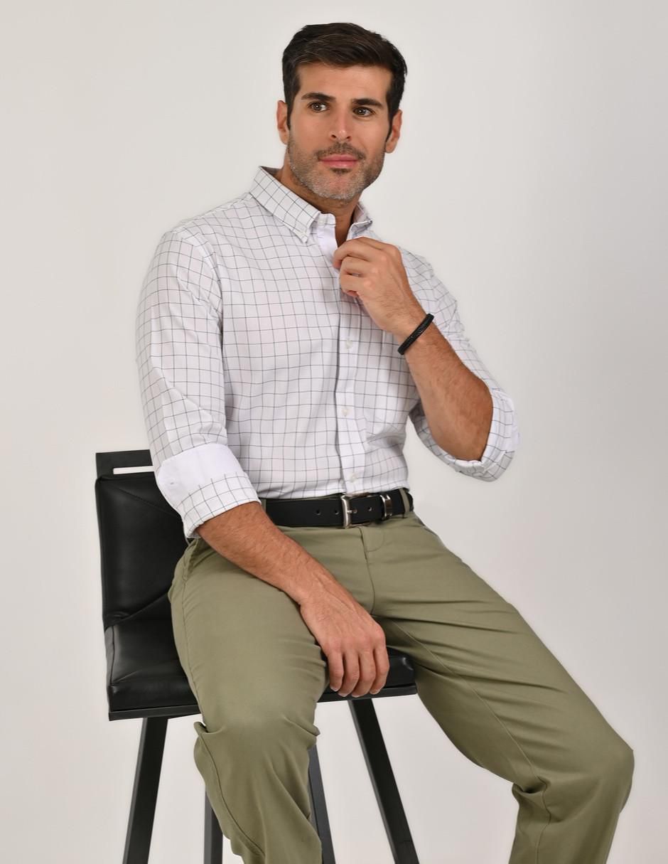 Camisa casual de algodón manga larga para hombre