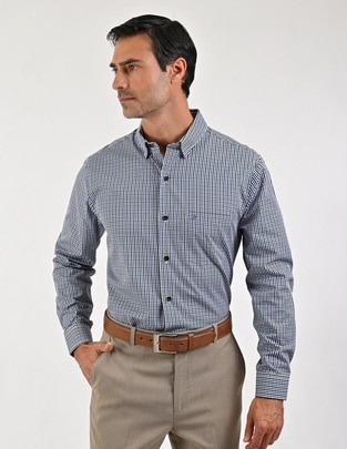 Camisa casual de algodón manga larga para hombre