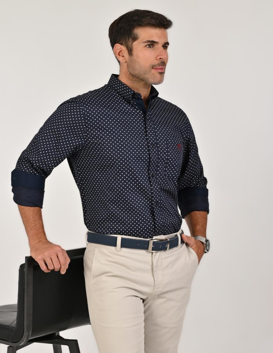 Camisa casual de algodón manga larga para hombre