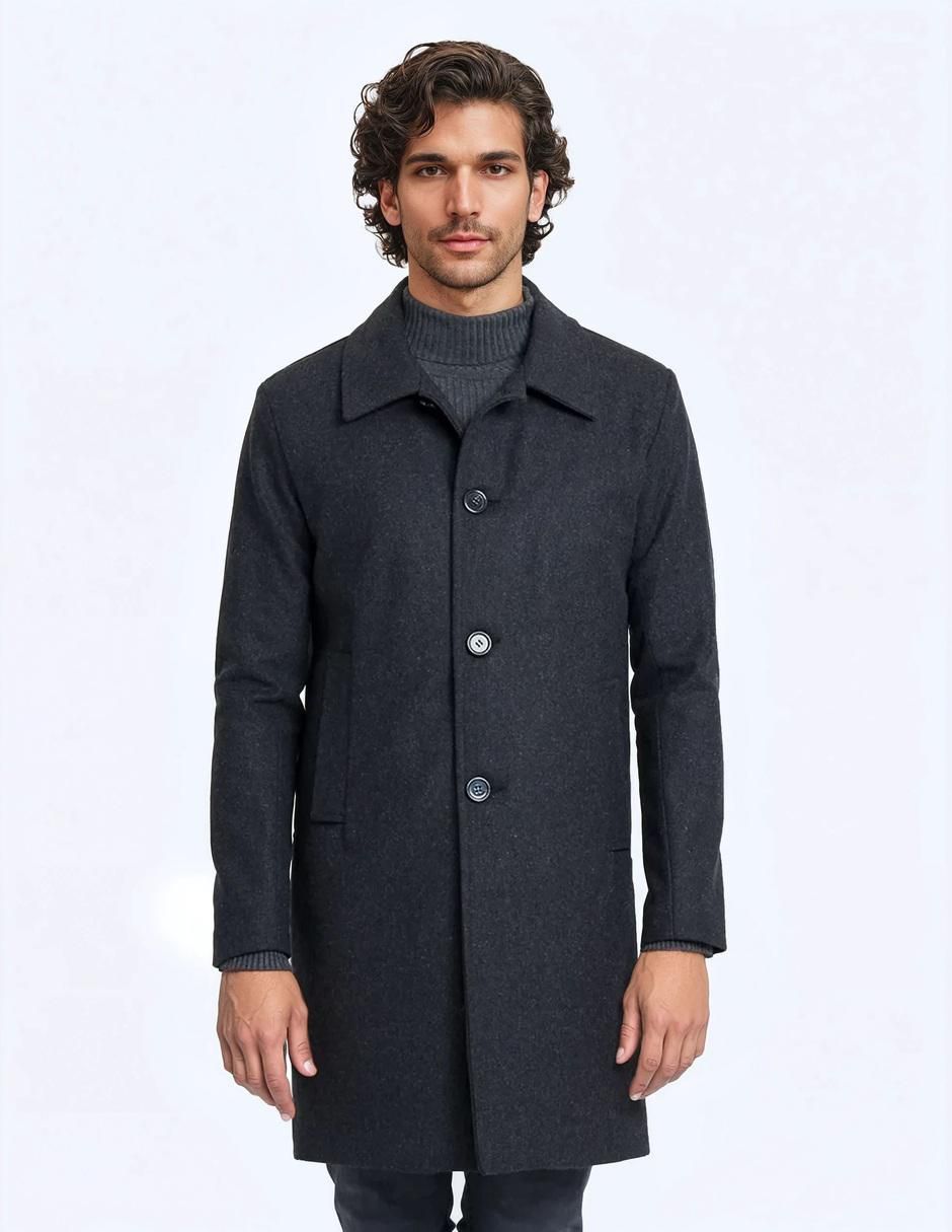 Abrigo de lana impermeable con bolsillos para hombre 1