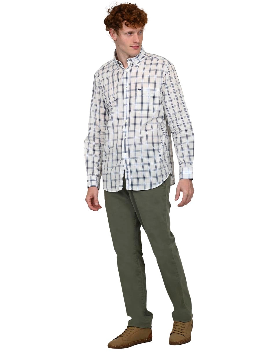 Camisa casual de algodón manga larga para hombre
