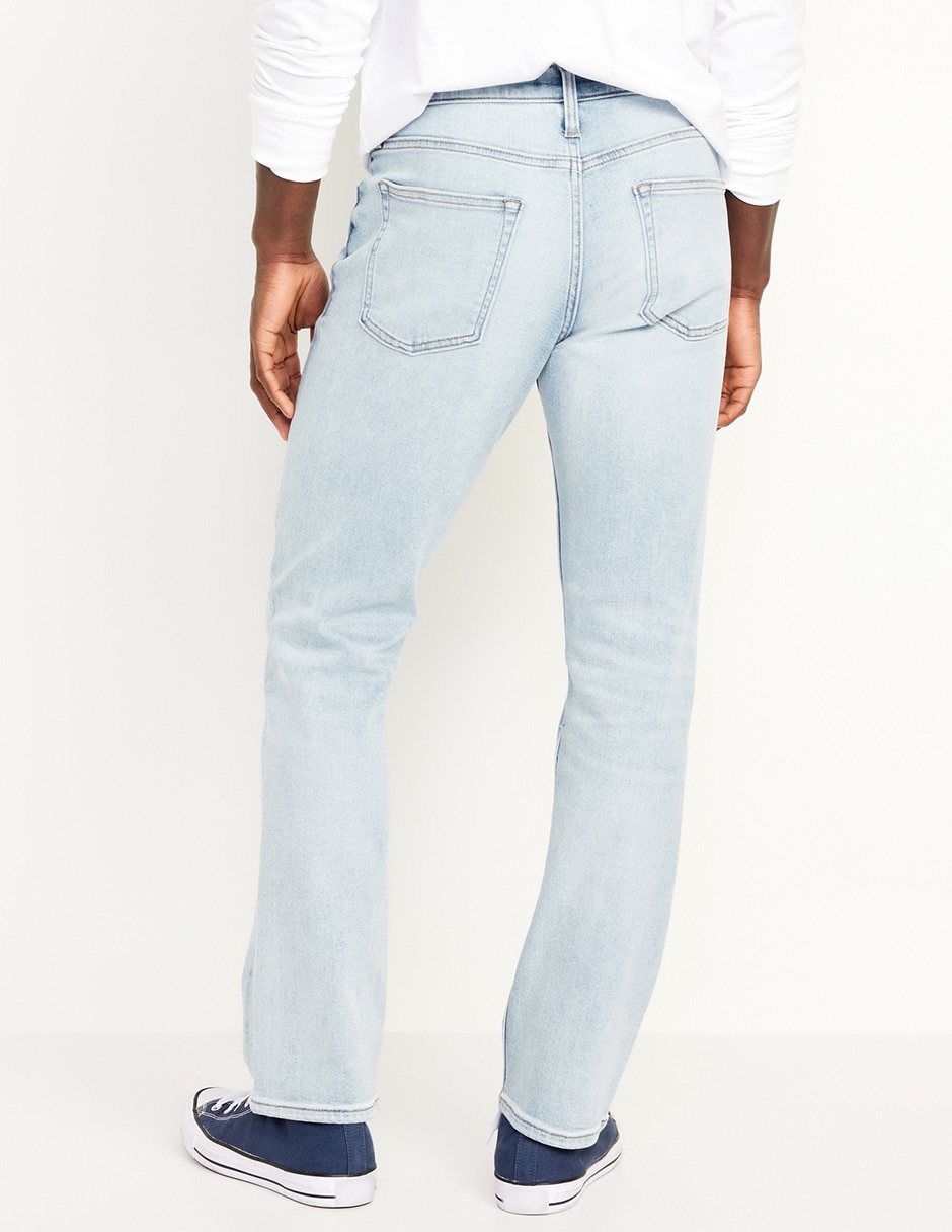 Jeans straight lavado claro para hombre 2