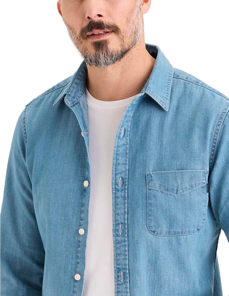 Camisa casual de algodón manga larga para hombre