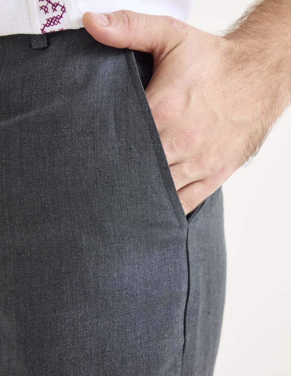 Pantalón de vestir slim de lino para hombre 7
