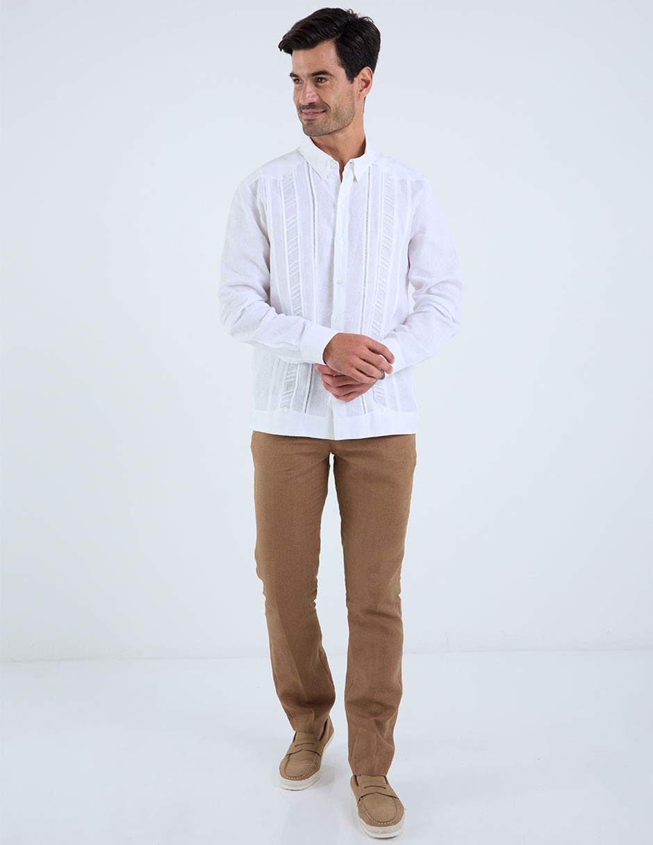Pantalón business casual chino slim de lino para hombre 7