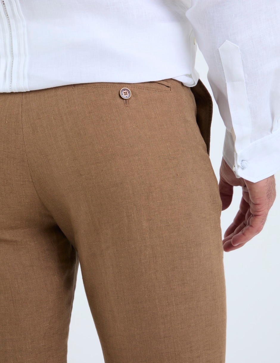 Pantalón business casual chino slim de lino para hombre 9