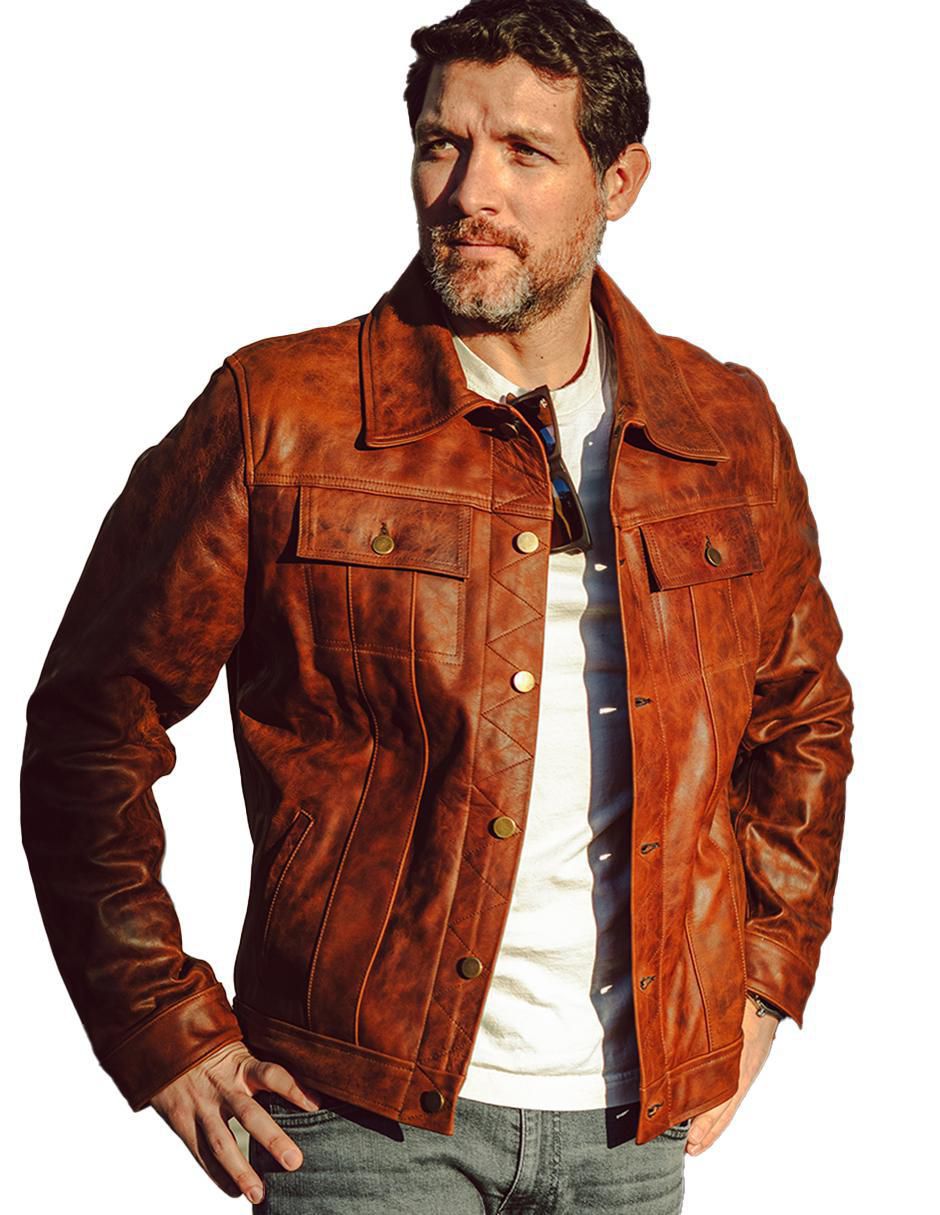 Chamarra para motociclista Lastwolf de piel con bolsillos para hombre