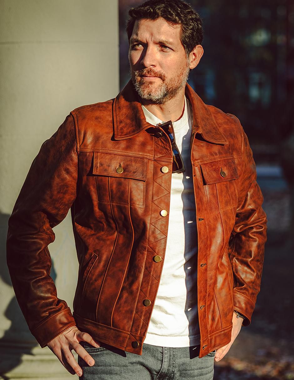 Chamarra para motociclista Lastwolf de piel con bolsillos para hombre