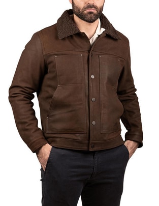 Chamarra casual de piel con bolsillos para hombre Chamarra casual de piel con bolsillos para hombre