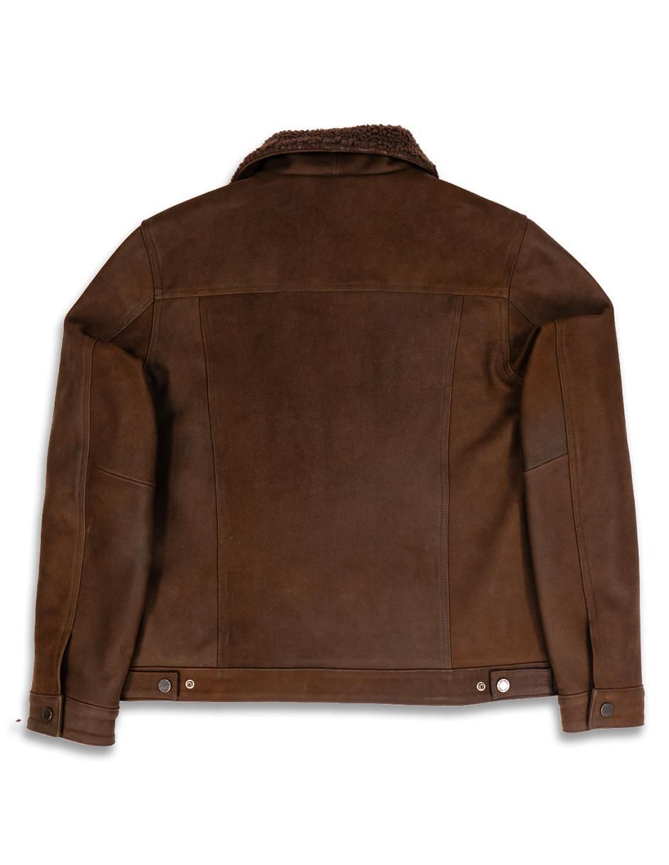 Chamarra casual de piel con bolsillos para hombre