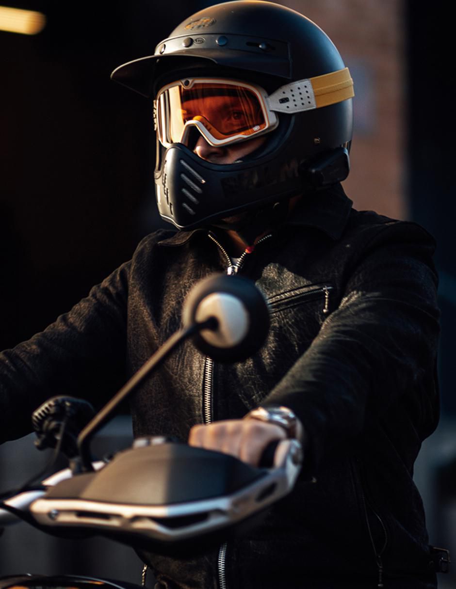Chamarra para motociclista Lastwolf de piel con bolsillos para hombre