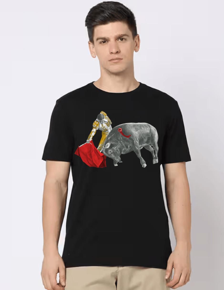Playera Marëvnyk Torero Toro Tauromaquia Derechazo cuello redondo para hombre
