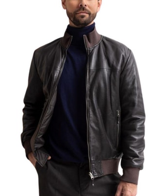 Chamarra casual impermeable de piel reversible para hombre