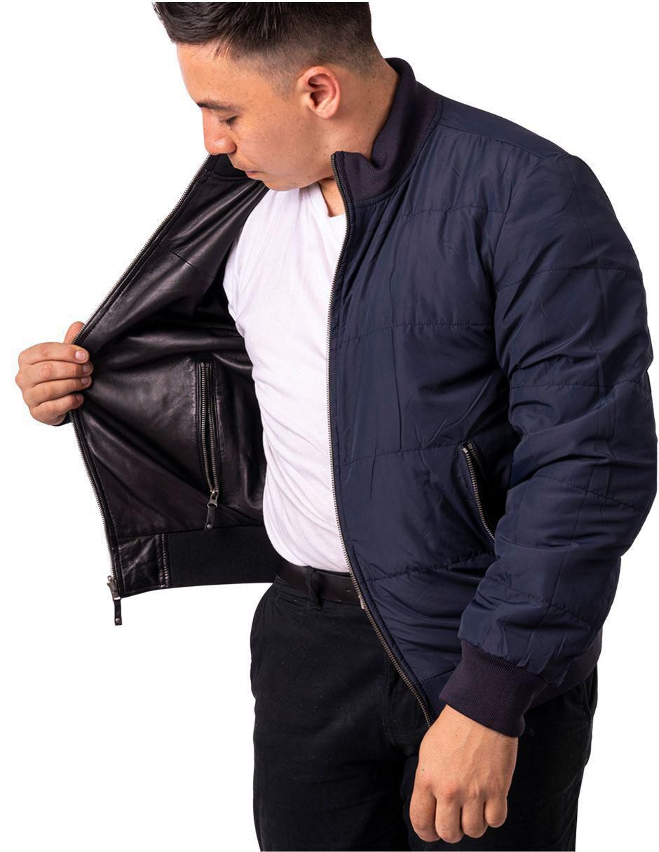 Chamarra casual impermeable de piel reversible para hombre 5