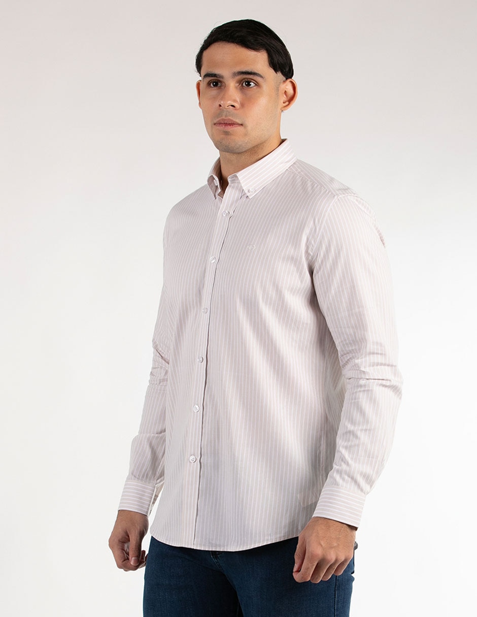 Camisa casual Oscar de la Renta de algodón manga larga para hombre