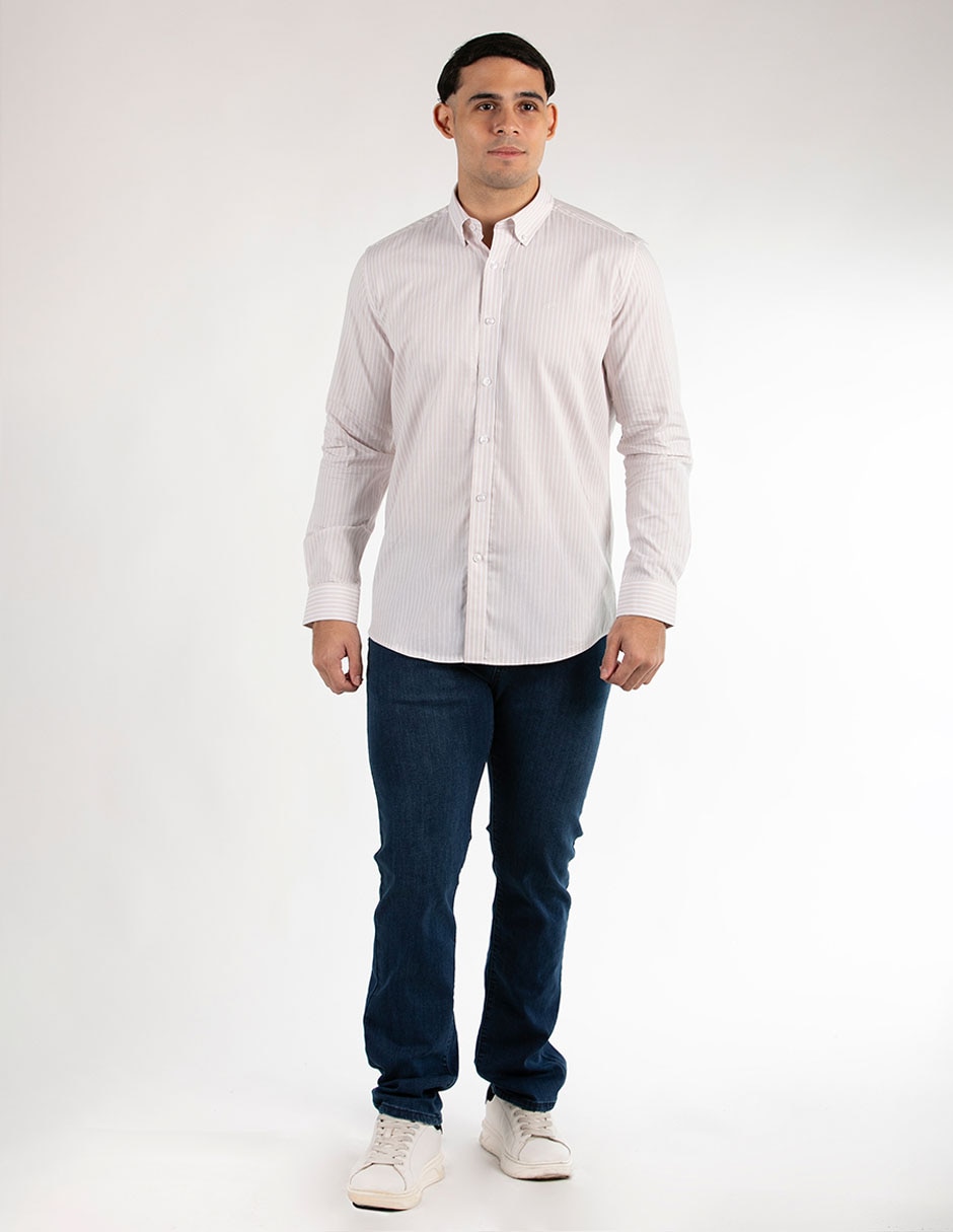 Camisa casual Oscar de la Renta de algodón manga larga para hombre