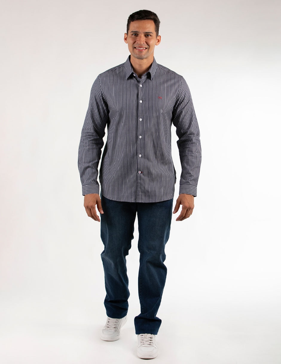 Camisa casual de algodón manga larga para hombre 6
