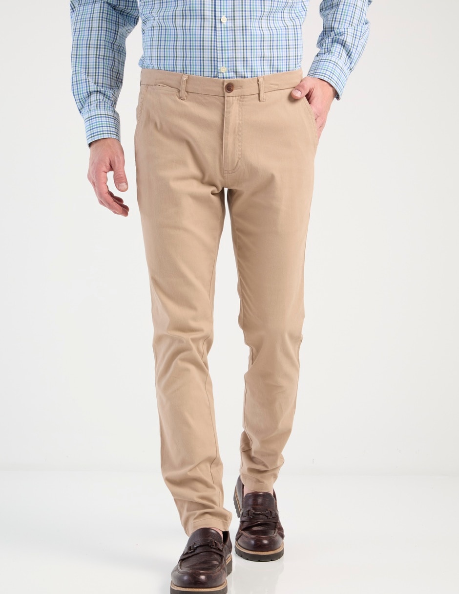 Pantalón chino regular de algodón para hombre