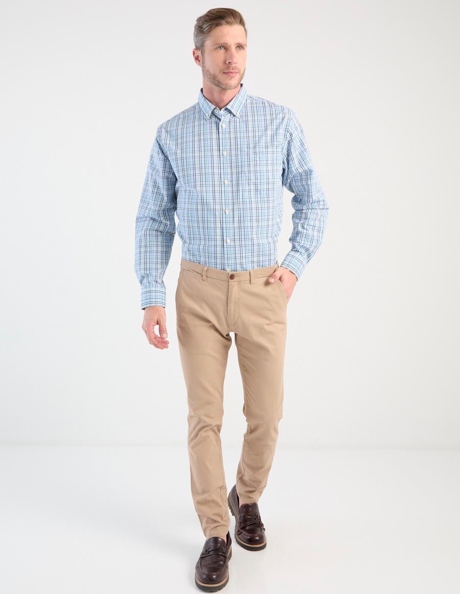 Pantalón chino regular de algodón para hombre