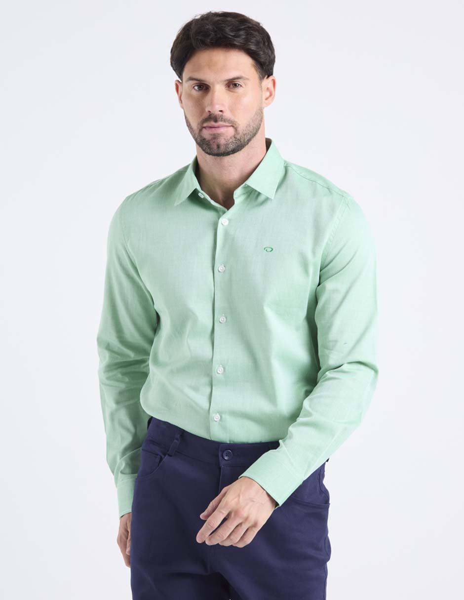 Camisa casual Oscar de la Renta de algodón manga larga para hombre