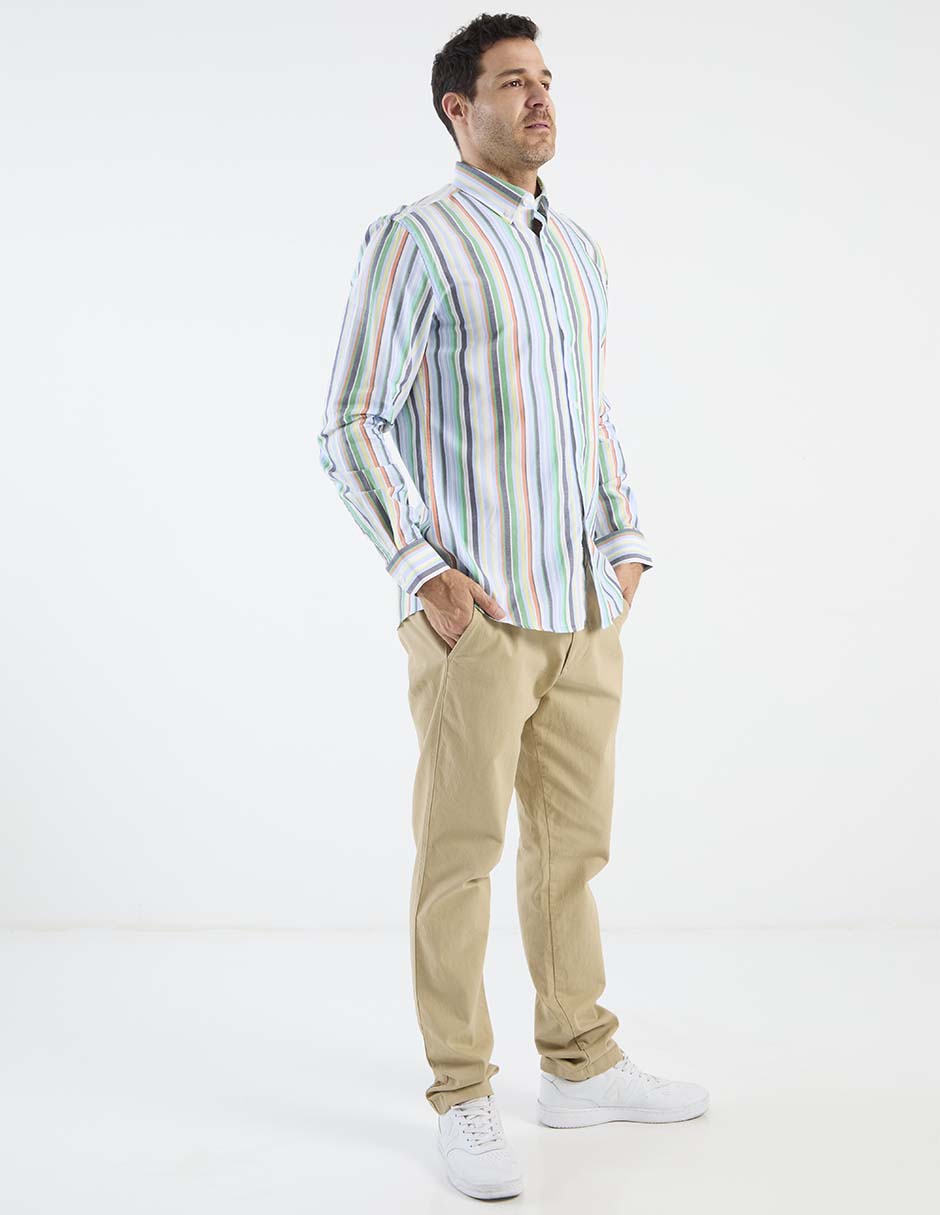 Camisa casual de algodón manga larga para hombre 8