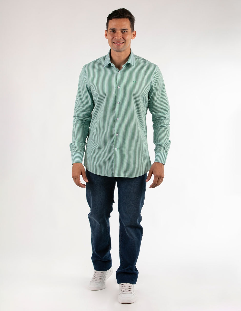 Camisa casual Oscar de la Renta de algodón manga larga para hombre