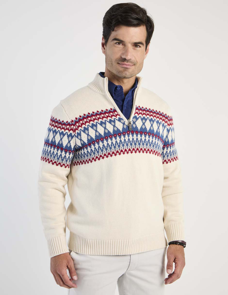 Suéter Izod cuello con cierre para hombre