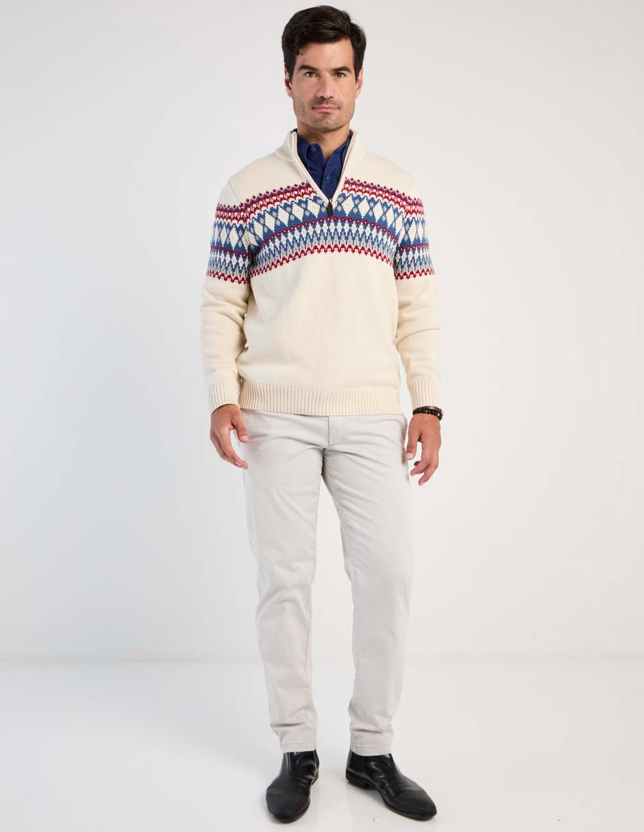 Suéter Izod cuello con cierre para hombre