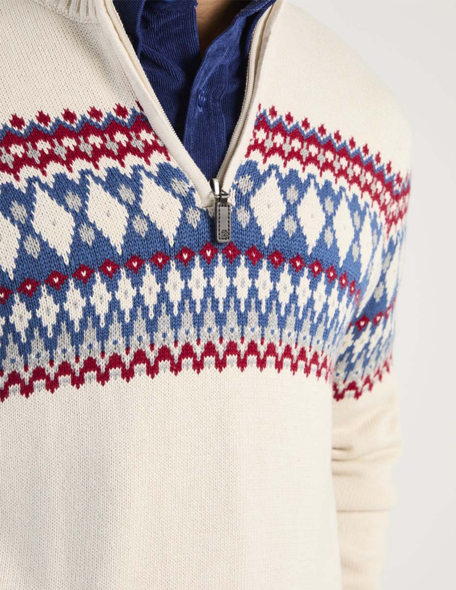 Suéter Izod cuello con cierre para hombre