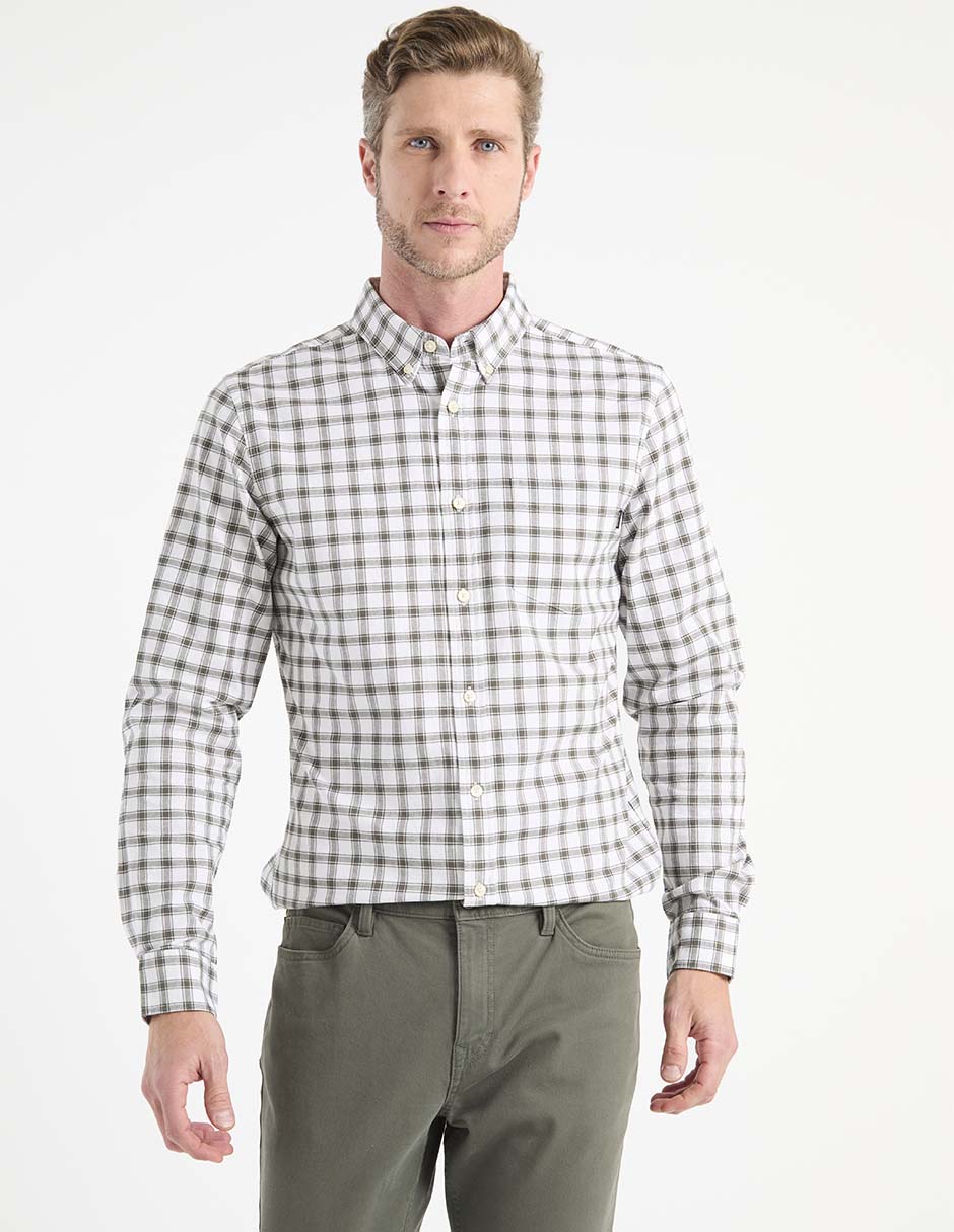 Camisa casual Dockers de algodón manga larga para hombre