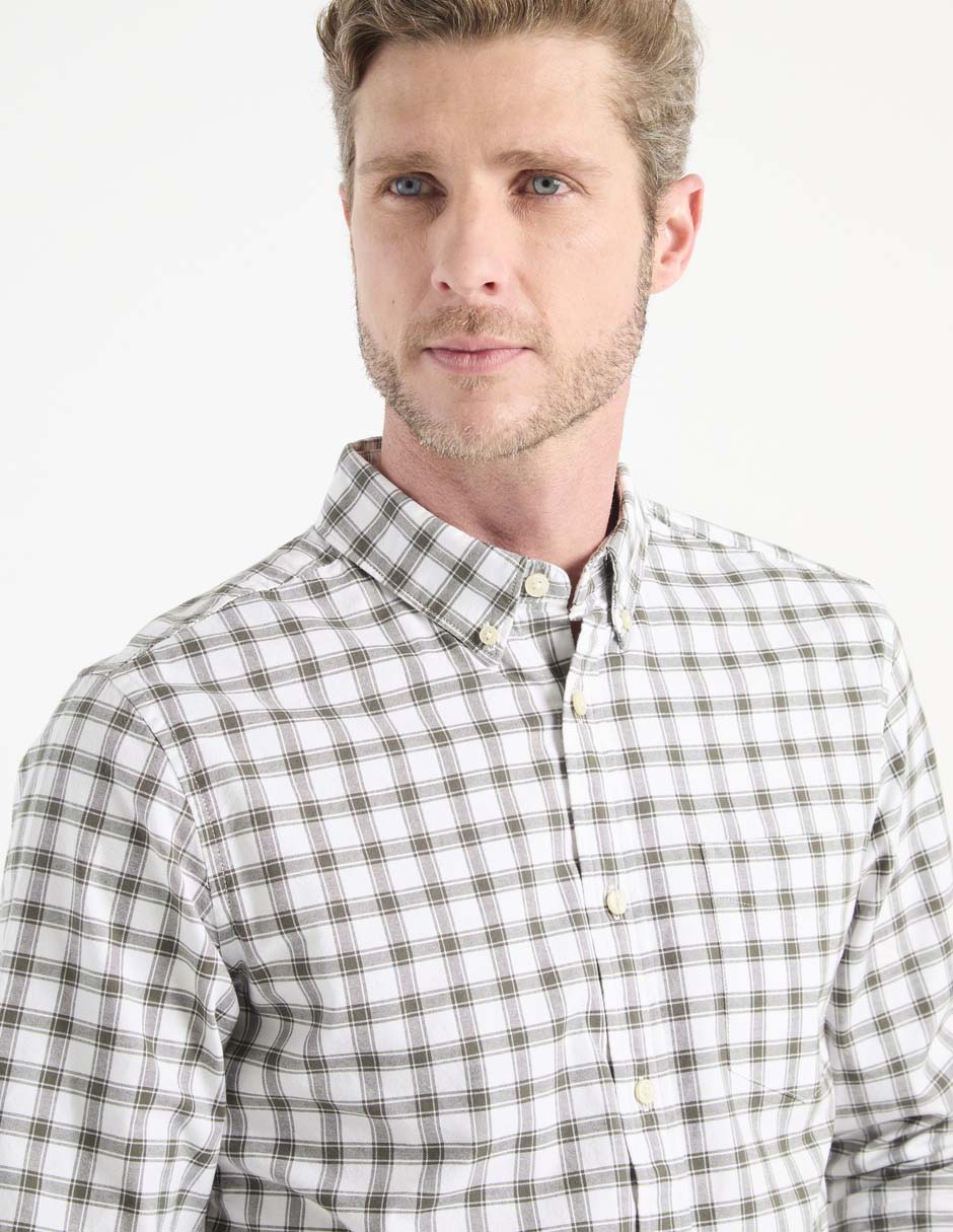 Camisa casual de algodón manga larga para hombre