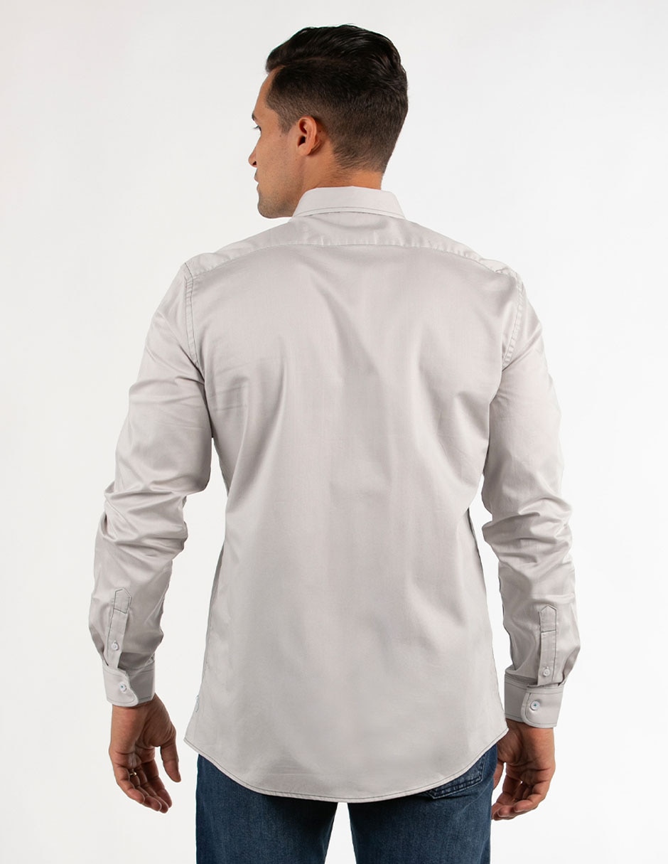 Camisa casual Oscar De La Renta de algodón manga larga para hombre